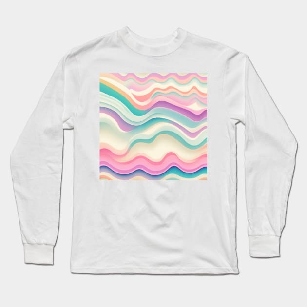 HORIZONTAL PATTERN OF MULTICOLORED WAVES, PASTEL COLOR, Long Sleeve T-Shirt by ZARBIT